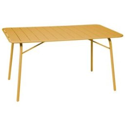 sweeek Mesa de jardín bistró de acero plegable, 6 plazas, 140cm, ocre