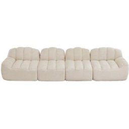 REDOM Sillón relax de fleece granulado beige blanco