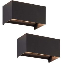 Nettlife Leighton - aplique de pared de metal, color negro, 20 cm, g9, set de 2