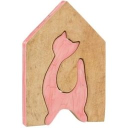 J-line Casa de gato de madera multicolor 17x25x2.5 cm