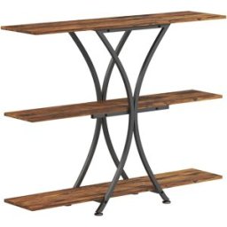 Homcom Mesa consola 110x30x91 cm marrón rústico