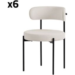 ML-Design 6x Sillas de comedor color blanco tapizado poliéster con respaldo alto
