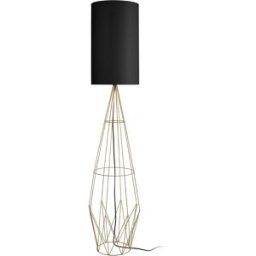 Tosel Lámpara de pie columna metal dorado pantalla negro