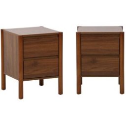 sweeek Set 2 mesitas de noche con 2 cajones, decoración madera, nogal