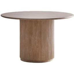 Home Heavenly Mesa comedor redonda base central acanalada 120 cm para 4 comensales