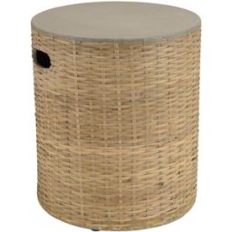 MACABANE Mesa auxiliar redonda con tablero de hormigón y base de bambú natural