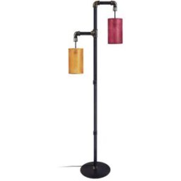 Tosel Lámpara de pie columna metal negro pantalla multicolor