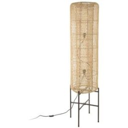 MACABANE Lámpara de pie 39x39cm ratán natural patas de acero negro