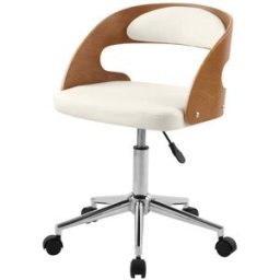 Maison Pavane Silla de oficina con ruedas en madera y pu blanco