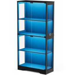 MODFU Vitrina de cristal con led y sensor, 80x35x165 cm, negra