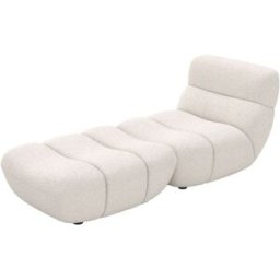 Maison Pavane Conjunto de sillón y puf en tejido borreguito blanco