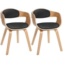 CLP Set de 2 sillas con asiento en Simil cuero Natural/negro