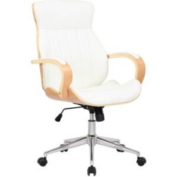 CLP Silla de oficina giratoria regulable en simil cuero natural/blanco