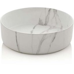AQA DESIGN Mueble de baño con espejo de 3 piezas en mdf blanco/calacatta