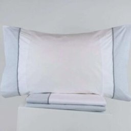 Casa da Laura Sábanas 100% algodón 180 hilos rayas gris cama 135/140 1 almohada 45