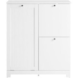 SoBuy Cesto para ropa sucia con 2 cajones blanco 78x38x90cm moderno