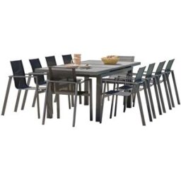 dcb garden Conjunto de comedor de jardín 10 plazas de aluminio