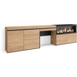 Skraut home Tocador efecto madera roble 284x35x75cm chimenea efecto fuego