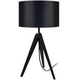 Tosel Lámpara de trípode madera negro pantalla negro