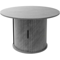ML-Design Mesa de centro redonda con puerta corredera 80 x 80 x 50 cm gris