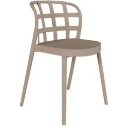 Koketto Home Silla en polipropileno beige con respaldo de diseño a cuadros.