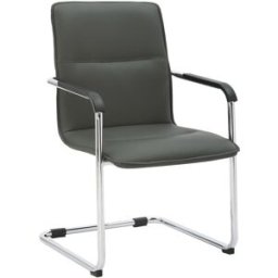 CLP Silla con patas de metal y asiento en simil cuero gris