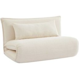 sweeek Sillón cama convertible de tejido borreguito, 2 plazas, blanco roto