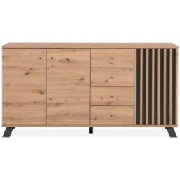 Calicosy Aparador 3 puertas y 4 cajones decoración roble artesanal l160 cm