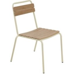 Oviala Silla de jardín metálica color crema