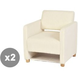 Meubles Cosy Juego de 2 sillones de pana con bolsas beige