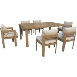 NIYLO Conjunto de mesa y sillas de aluminio marrón 182x105x75 cm 6 plazas