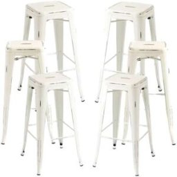 Regalos Miguel Pack 6 taburetes color blanco vintage en acero reforzado