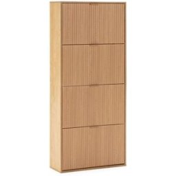 HOMN Mueble zapatero 4 puertas efecto roble, para 24 pares