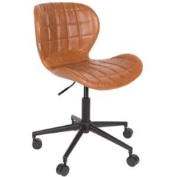Zuiver Silla de oficina con ruedas en cuero marrón