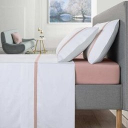 Casa da Laura Sábanas 100% algodón 300 hilos rosa cama 150/160 2 almohadas 50 x 8