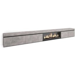 Skraut home Mueble tv efecto madera cemento 368x35x45cm chimenea efecto fuego