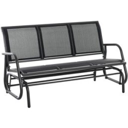 REDOM Banco jardín metal con función balancín negro 147x75x85cm