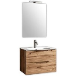 AQA DESIGN Mueble de baño con espejo de 4 piezas en mdf roble nudos