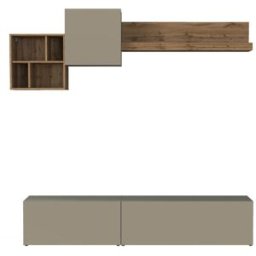 Whous Conjunto de mueble TV 180/260 cm efecto madera topo mate/roble