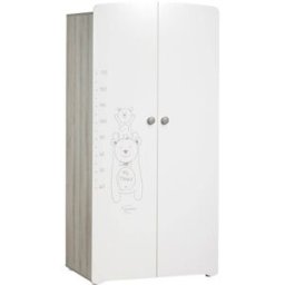 Baby Price Armario de bebé de 2 puertas 175x85x56cm en melamina blanca