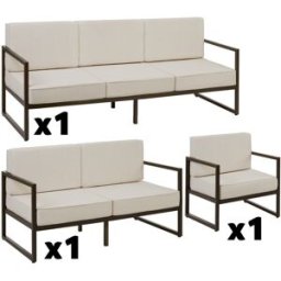 Tectake Set de salón de jardín, 6 personas, 2 sofás, 1 sillón, acolchado xxl