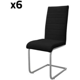 ML-Design 6x Sillas de comedor basculantes, imitación cuero negro, respaldo alto