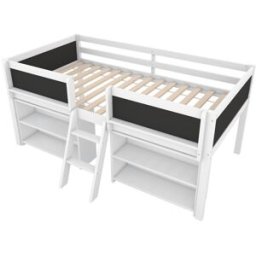 ComfortXL Cama alta infantil de pino con almacenaje 90x200 cm blanca