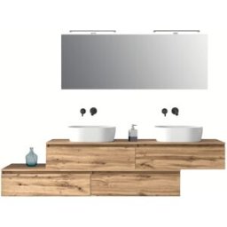 AQA DESIGN Mueble de baño de 9 piezas en melamina roble