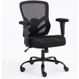 MODFU Silla ergonómica de oficina con soporte lumbar, cuero, negro