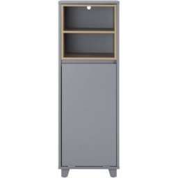 SoBuy Armario de suelo para baño con 2estante y 1 cesto para ropa sucia