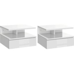 Homcom Mesitas de noche 35x32x22.5 cm blanco brillante