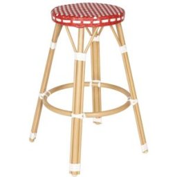 Oviala Taburete alto de jardín en aluminio y ratán sintético blanco rojo