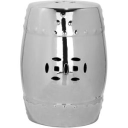 Safavieh Taburete de jardin en ceramica plateada