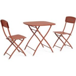Bizzotto Conjunto de mesa plegable y 2 sillas en acero terracota